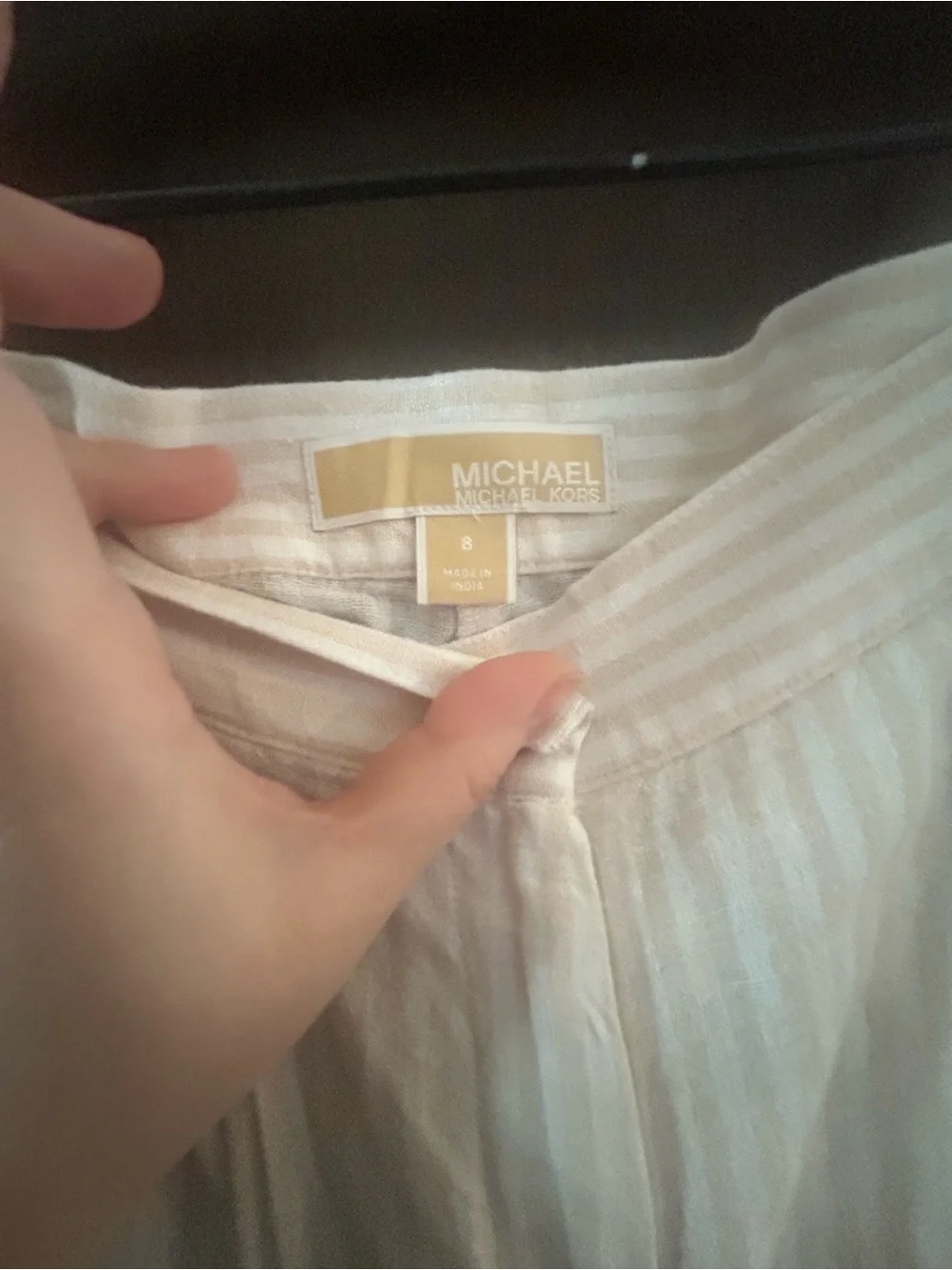 Michael Kors Cream Wide-Leg Linen-Blend Pants